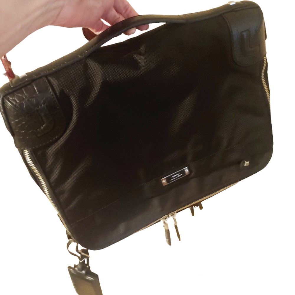 Tumi Black Nylon Laptop Briefcase with Leather Trim
